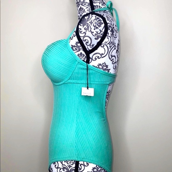 NWT Shade & Shore Green Teal UNDERWIRE BRA Halter 34D - Picture 2 of 5